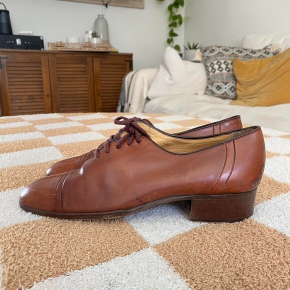 RICHARDS HANDCRAFTED LACE UO OXFORDS DRESS SHOE BROWN MADE IN ITALY TAN SIZE 7 M main image 6